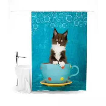 Шторка для ванной «Сирень» «Пушистое счастье», 145х180 см, цвет голубой