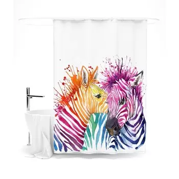 Шторка для ванной «Сирень» «Радужные зебры», 145х180 см, цвет белый