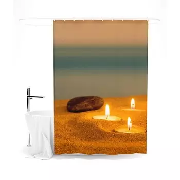 Шторка для ванной «Сирень» «Романтика на берегу», 145х180 см, цвет оранжевый