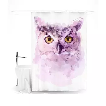 Шторка для ванной «Сирень» «Розовая сова», 145х180 см, цвет белый