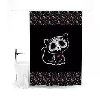 Шторка для ванной «Сирень» «Семь жизней», 145х180 см, цвет черный