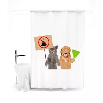 Шторка для ванной «Сирень» «Соблюдайте чистоту», 145х180 см, цвет белый