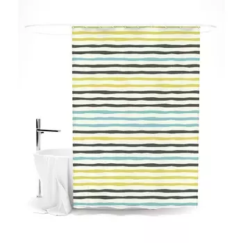 Шторка для ванной «Сирень» «Таинственные полоски», 145х180 см, цвет желтый