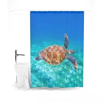 Шторка для ванной «Сирень» «В морских глубинах», 145х180 см, цвет голубой