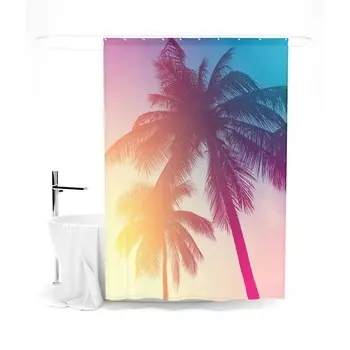 Шторка для ванной «Сирень» «Волшебные пальмы», 145х180 см, цвет голубой