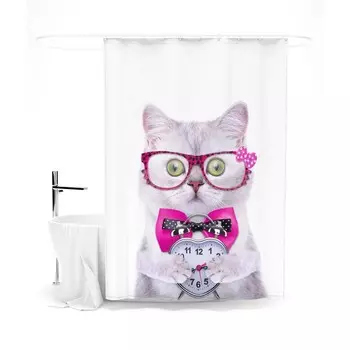 Шторка для ванной «Сирень» «Время наведения красоты», 145х180 см, цвет белый