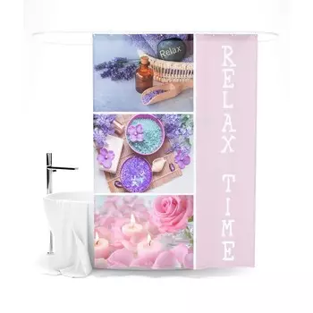 Шторка для ванной «Сирень» «Время релакса», 145х180 см, цвет розовый