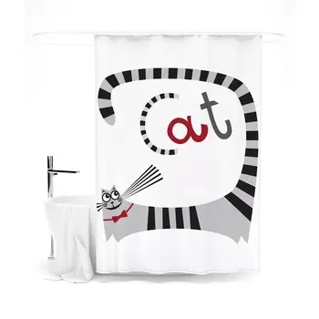 Шторка для ванной «Сирень» «Я люблю кошек», 145х180 см, цвет белый