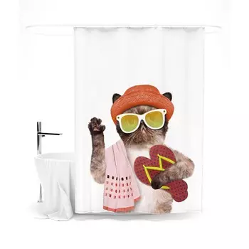 Шторка для ванной «Сирень» «Я в отпуске!», 145х180 см, цвет белый