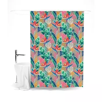 Шторка для ванной «Сирень» «Яркие тропики», 145х180 см, цвет зелёный