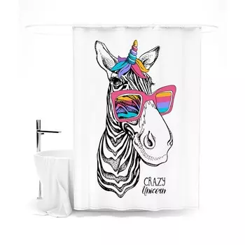 Шторка для ванной «Сирень» «Загадочная зебра», 145х180 см, цвет белый