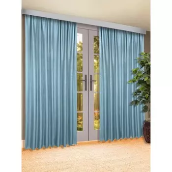 Шторы блэкаут, размер 160x250 см - 2 шт, цвет голубой