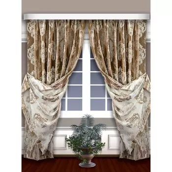 Шторы блэкаут, размер 180x270 см - 2 шт, цвет золото, бежевый