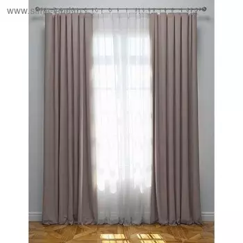 Шторы «Блэкаут»: тюль 500 х 270 см, портьеры 240 х 270 см - 2 шт, светло - серый