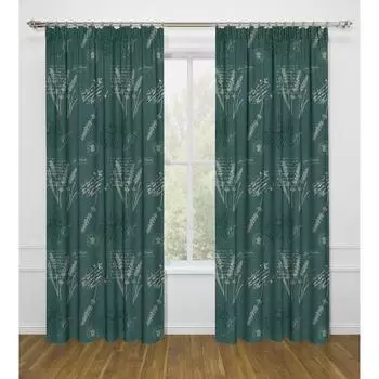 Шторы «Бонжур», размер 145х260 см, цвет зелёный, 2 шт в наборе