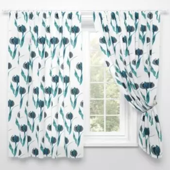 Шторы для кухни «Бирюзовый тюльпан», размер 145x180 см