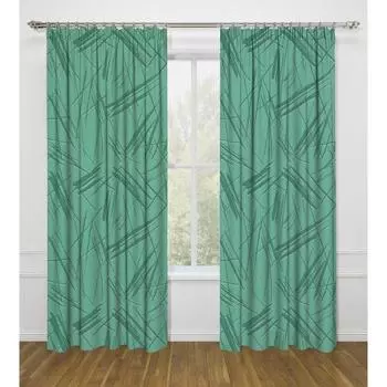 Шторы «Графика», размер 145х260 см, цвет зелёный, 2 шт в наборе
