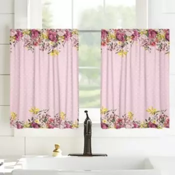 Шторы-кафе «Букет цветов и трав», размер 100x60 см, 2 шт