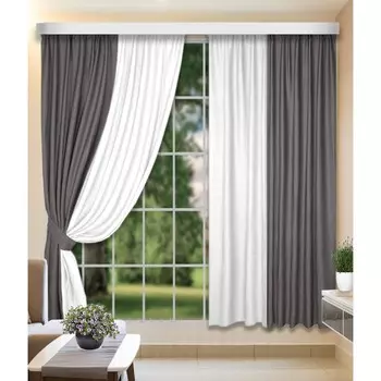 Шторы софт, размер 160x250 см - 2 шт, цвет серый, белый