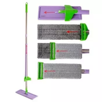 Швабра для мытья пола ORION 1104, прямоугольная, 130 см, цвет фиолетовый-зелёный