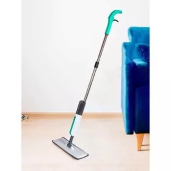 Швабра для мытья пола Pioneer MS030, с распылителем, 230 мл, 122 см, цвет белый-бирюзовый