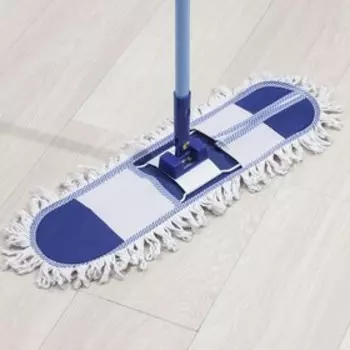 Швабра для мытья пола плоская Доляна, металлическая ручка 116 см, насадка х/б 59×14 см