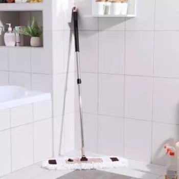 Швабра для мытья пола плоская Доляна, телескопическая стальная ручка 90-130 см, насадка из микрофибры букли 60×14 см, цвет МИКС