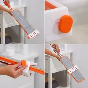 Швабра с отжимом, водосгоном и щёткой Raccoon, 2 насадки из микрофибры 4211.5 см, стальная ручка 134 см