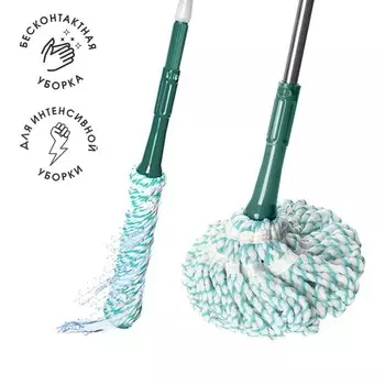 Швабра TWIST Class, с отжимом, с насадкой, телескопическая ручка 82-120 см