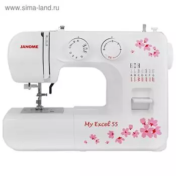 Швейная машина Janome MX 55, 15 операций, обметочная, потайная, эластичная строчка, белый