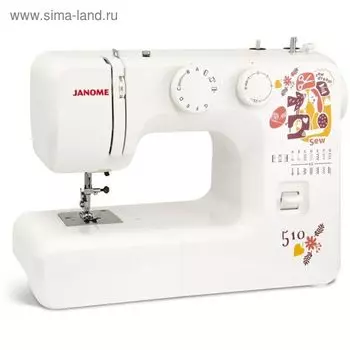 Швейная машина Janome Sew Dream 510, 35 Вт, 15 операций, полуавтомат, белая