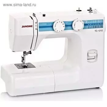 Швейная машина Janome TC-1212, 15 операций, полуавтоматическая обработка петли, белый
