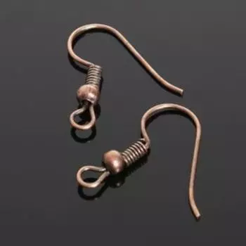 Швензы для сережек-крючки с бусиной (набор 5 пар), цвет чернёная медь