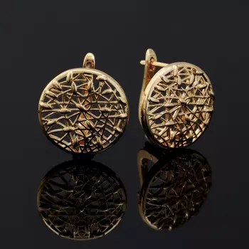 Швензы родированные «Ажур» круг, цвет золото