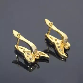 Швензы родированные "Бутон", цвет белый в золоте