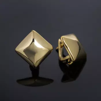 Швензы родированные "Минимал" ромб, цвет золото