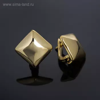 Швензы родированные "Минимал" ромб, цвет золото