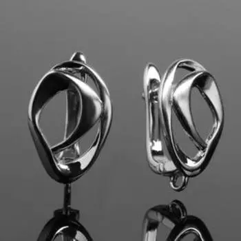 Швензы родированные "Поворот", цвет серебро