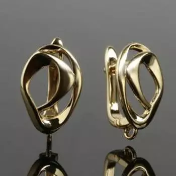 Швензы родированные "Поворот", цвет золото