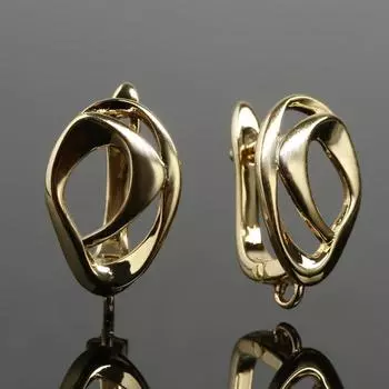 Швензы родированные "Поворот", цвет золото