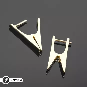 Швензы родированные "Прищепки", цвет золото