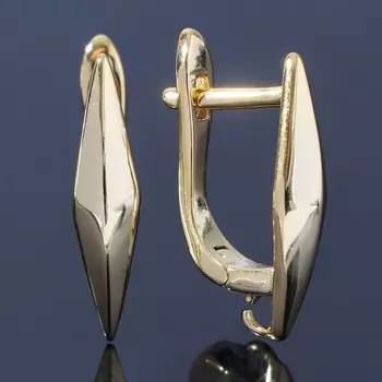 Швензы родированные "Ромб" узкий, цвет золото