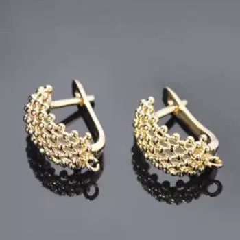 Швензы родированные "Сетка" дуга, цвет золото