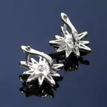 Швензы родированные "Сияние", цвет белый в серебре