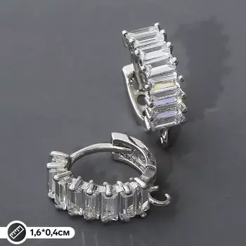 Швензы родированные "Сияние", цвет белый в серебре