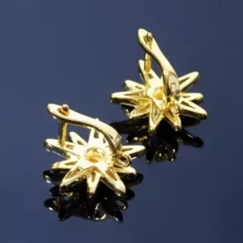 Швензы родированные "Сияние", цвет белый в золоте