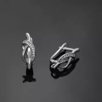 Швензы родированные "Узлы", цвет белый в серебре