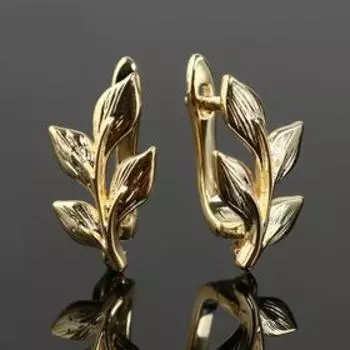 Швензы родированные "Веточка", цвет золото