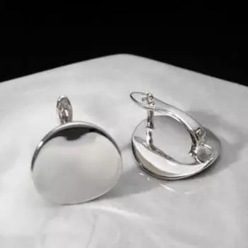 Швензы родированные "Выпуклый круг", цвет серебро