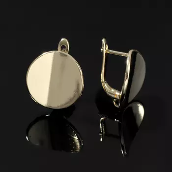 Швензы для сережек родированные «Выпуклый круг», цвет золото